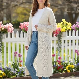 Vintage Long Crochet Cardigan